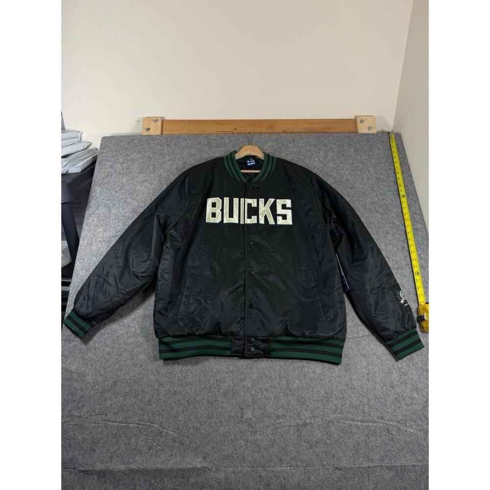 Ultra Game NBA Milwaukee Bucks Satin Bomber Varsity Jacket Men's XL NWT